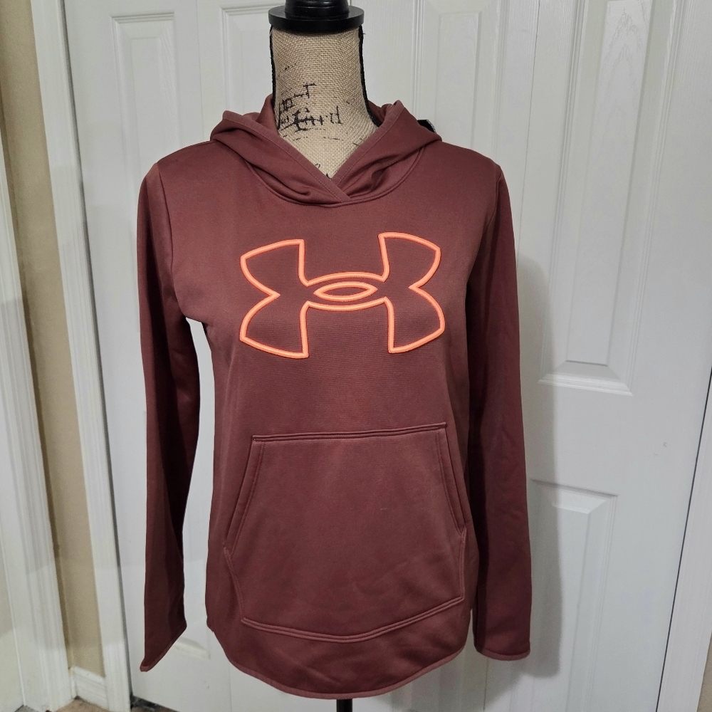 Under Armour New Rust Brown Hoodie with Neon Orange Logo